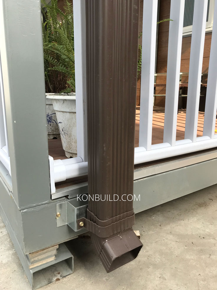 Down spout for water run of.