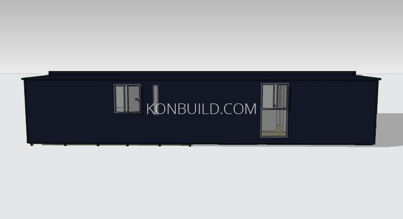 The side view of a expandable container home.
