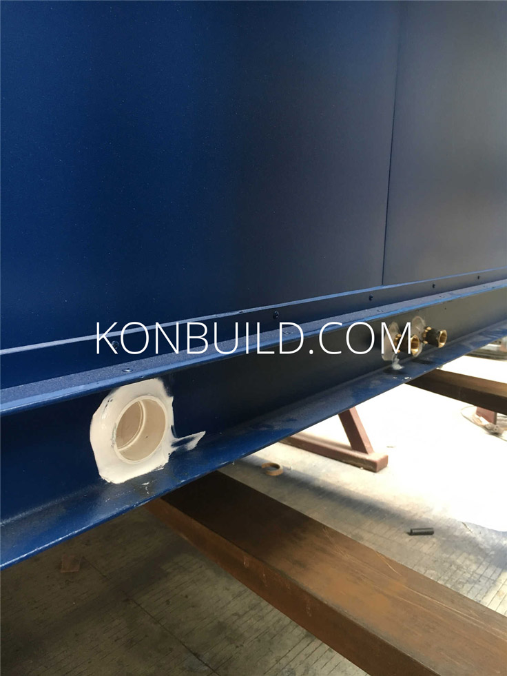 Toilet and water outlets.