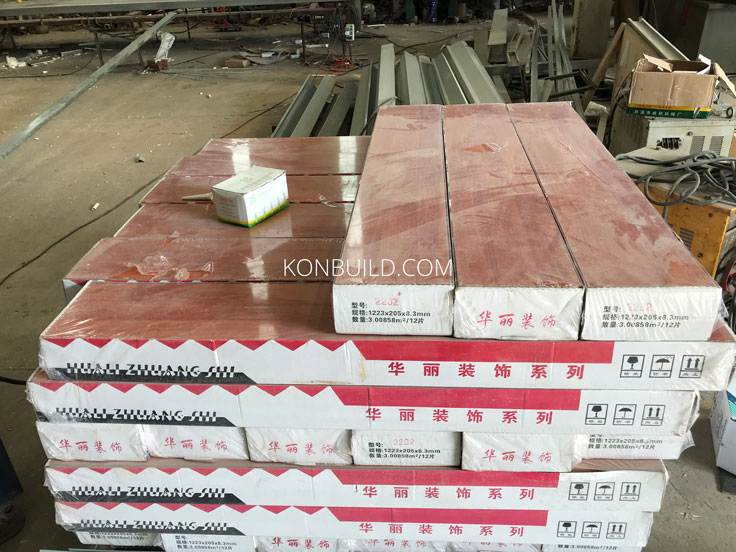 Hybrid flooring manufactured in China.