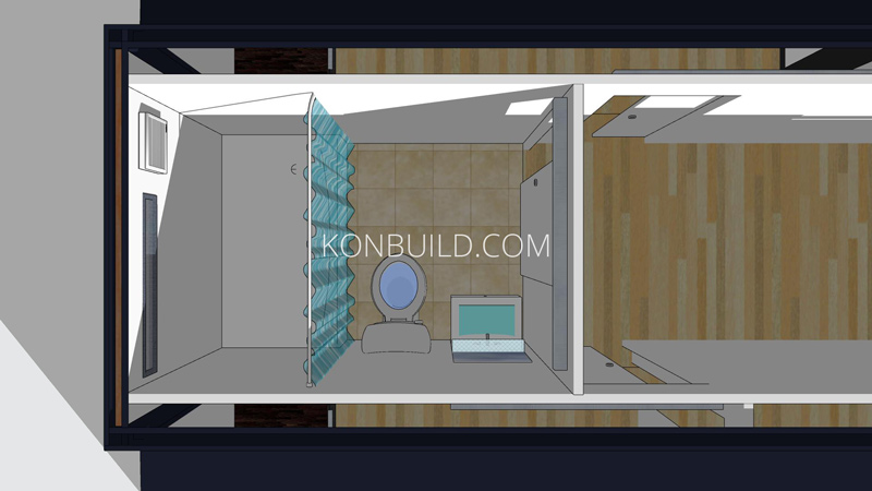 Birds eye view of a shipping container home.