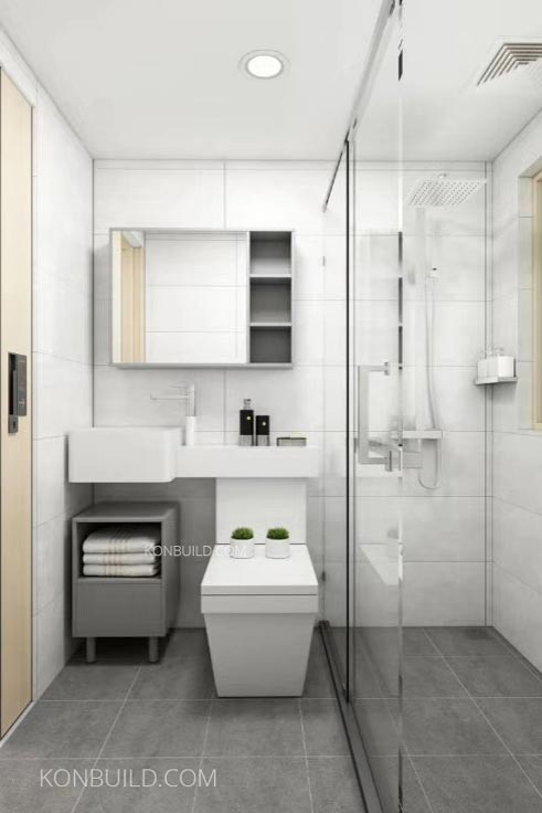 Expandable container home bathroom
