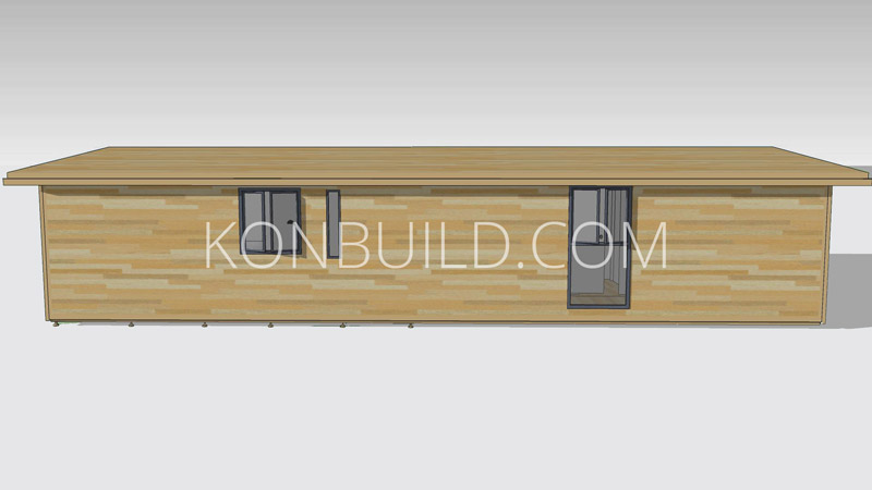 A side view shipping container home.