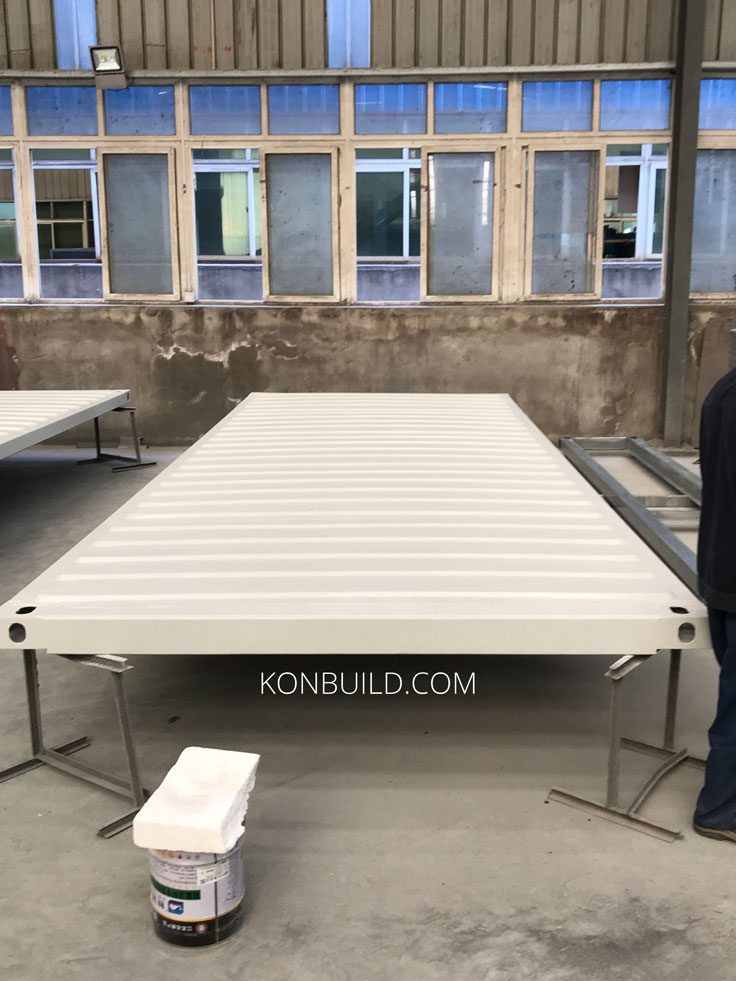 Finished panels of a Chinese manufactured container home.